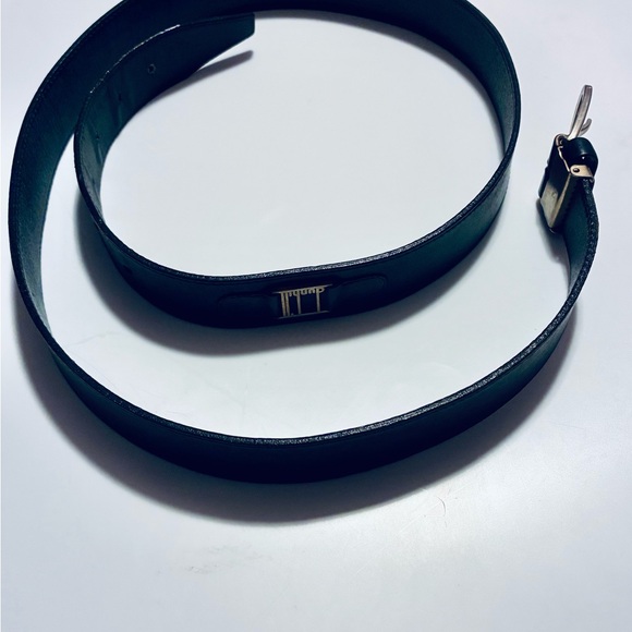 Vintage Dunhill Black Leather Belt 44” Gold Logo Plaque – Excellent Condition - Picture 4 of 9